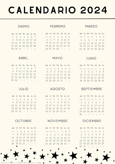 Calendario anual 2024 para imprimir gratis