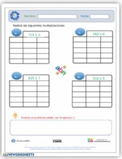 Ficha interactiva: Multiplicación 3x1 ABN