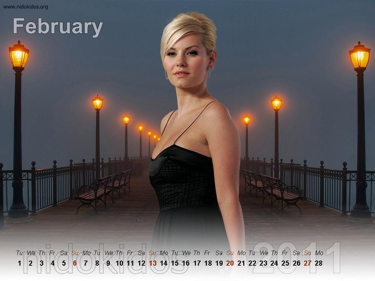 Desktop Wallpaper Calendar February 2011. Elisha Cuthbert Calendar 2011