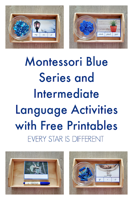 Montessori Blue Series and Intermediate Language Activities for Kids with Free Printables