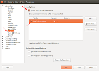 LibreOffice Java enable dialog - screenshot