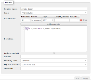 cara membuat procedure delete di mysql