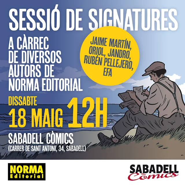 Sesión de firmas de varios autores de Norma Editorial en Sabadell