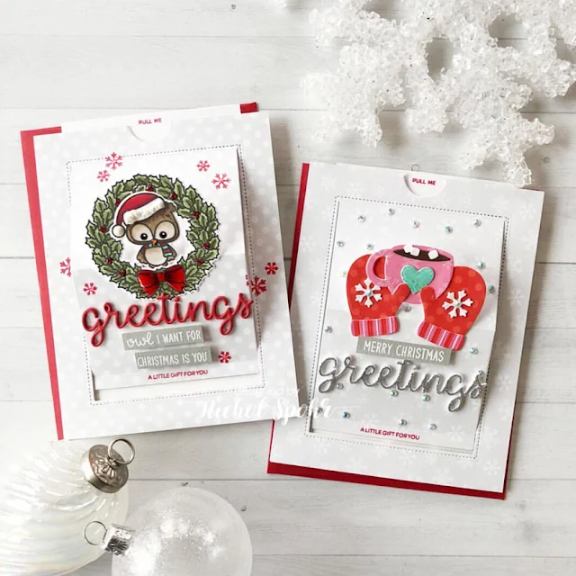 Sunny Studio Stamps: Sliding Window Happy Owlidays Customer Card by Nichol Spohr