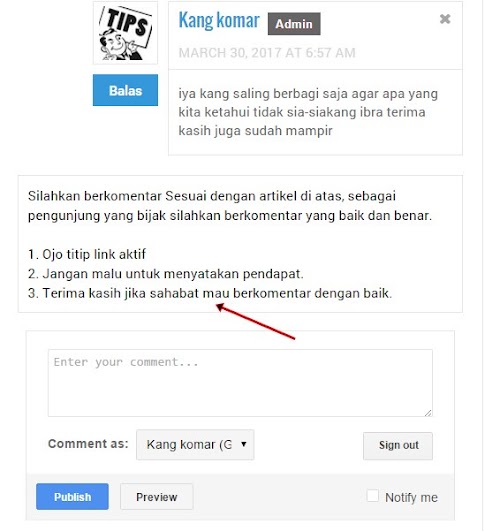 Cara Membuat Tulisan di Atas kolom komentar terbaru dan terlengkap