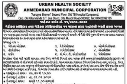 Urban Health Society, Ahmedabad Recruitment for Medical Officer & Medical Specialist Posts 2020