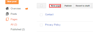 add new page in blogger