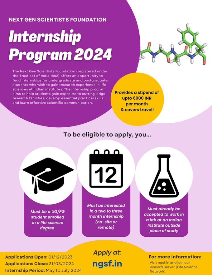 NGS Internship and Volunteering Program 2024 | Rs 6000 per Month