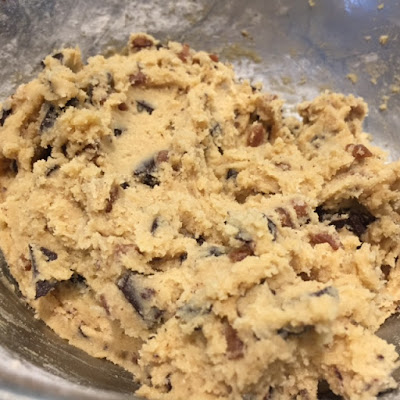 American Style Chocolate Chip Cookie dough in a silver bowl