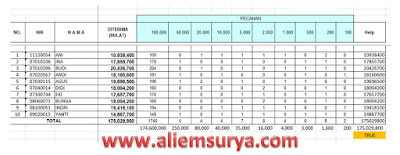 Cara Membagi Pecahan Nominal Uang Menggunakan Excel