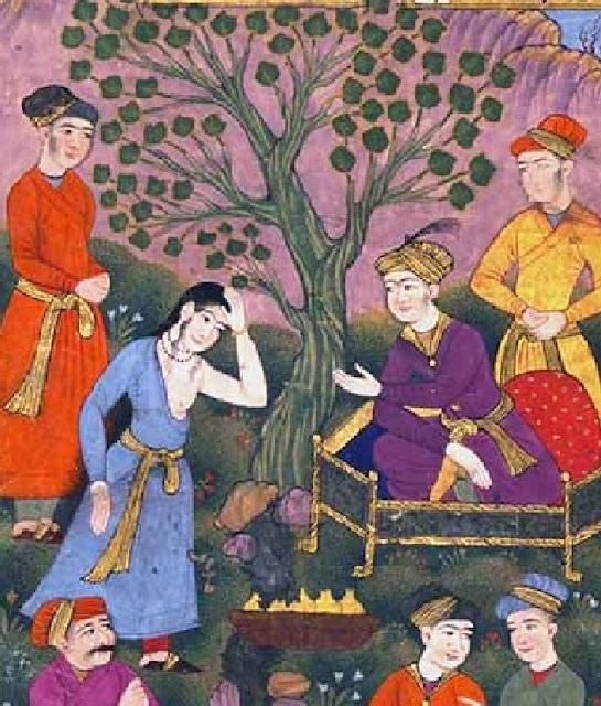Император Великих Моголов Акбар пытается отговорить молодую индуистскую девушку от совершения самосожжения сати