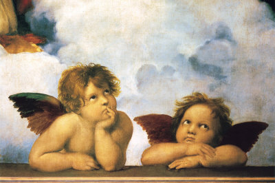 Raffaello, Madonna Sistina, dett. Cherubini