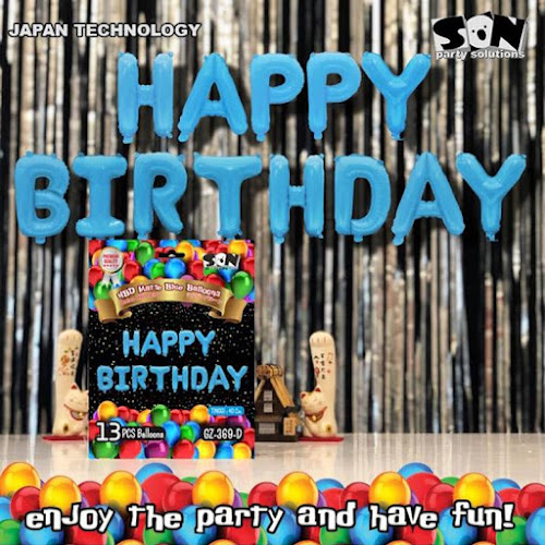 Balon Foil Huruf HAPPY BIRTHDAY Matte Blue SON (GZ 369-D)