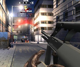 view down alley with gun in hands