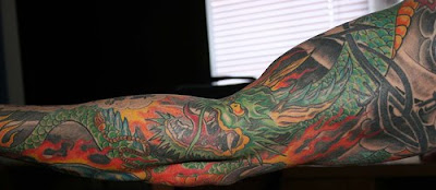 Full Arm Sleeves Dragon Tattoo Design