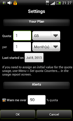 3G watchdog: Specifying the data plan details