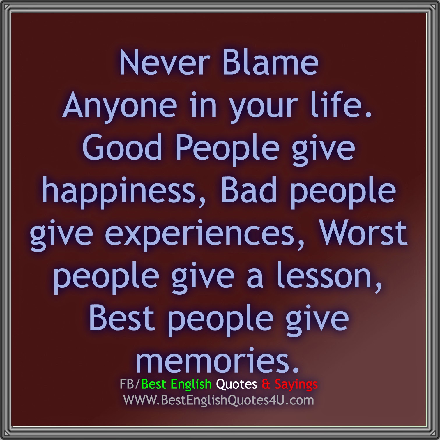 Never Blame Anyone in your life Good People give happiness Bad
