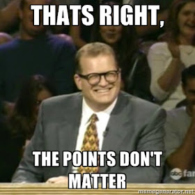 Drew Carey saying, "That's right. The points don't matter."