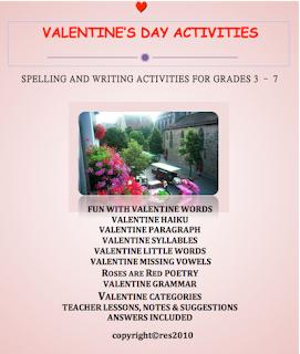 photo of Valentine's Day Activities, language arts activities, Grades 3 - 6 by Teacher Park, 