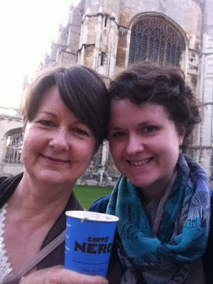 One of my favorite memories with Mom: coffee and conversation in front of King's College.