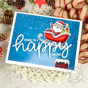 Sunny Studio Stamps: Santa Claus Lane Frilly Frame Dies Happy Word Die Christmas Card by Angelica Conrad