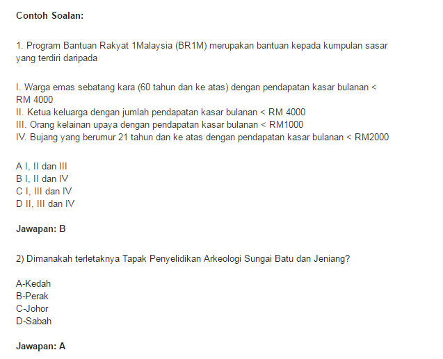 Panduan dan Contoh Soalan Peperiksaan Penolong Pegawai 