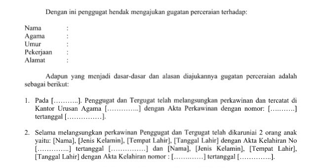 Contoh Surat Kuasa Cerai Talak  Wisata Dan Info Sumbar