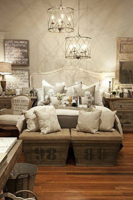 unique hanging shabby chic lightings in basket style above white single bed with many pillows