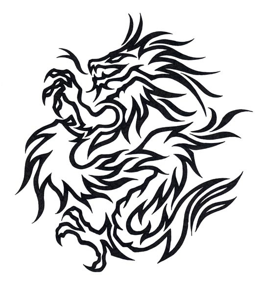 Tribal Dragon Tattoo Flash. tribal dragons tattoos. Dragon