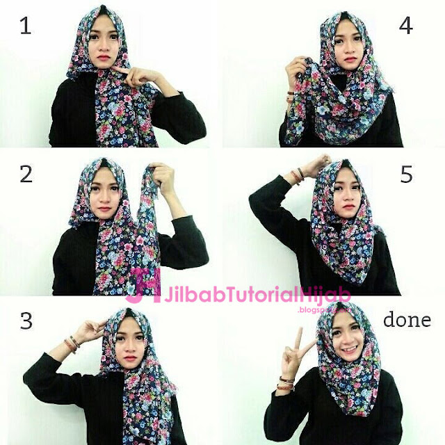 tutorial cara memakai hijab modern bermotif simple terbaru yang cocok untuk pergi kuliah ke kampus