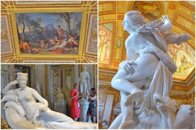 Techo decorado en la Galleria Borghese de Roma – Paolina Borghese de Antonio Canova - Rapto de Proserpina de Bernini 