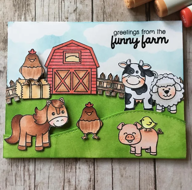 Sunny Studio Stamps:  Barnyard Buddies card by Lindsay