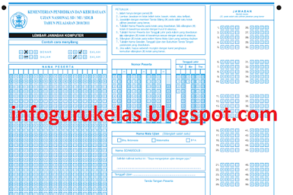 Download Contoh LJK Ujian Sekolah SD/MI 
