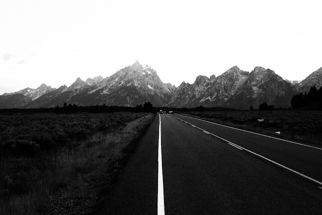 A morning drive headed into the Tetons.