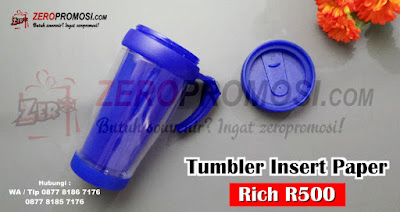 Souvenir Tumbler Insert Paper, tumbler Rich R500 Custom Cetak Logo, botol minum Tumbler Insert Paper merk RICH R500