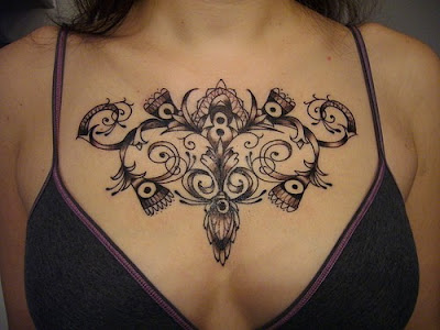 Girls With Tattoos On Chest. chest tribal tattoo girls