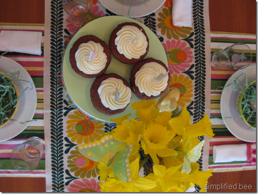 Colorful Easter brunch table setting