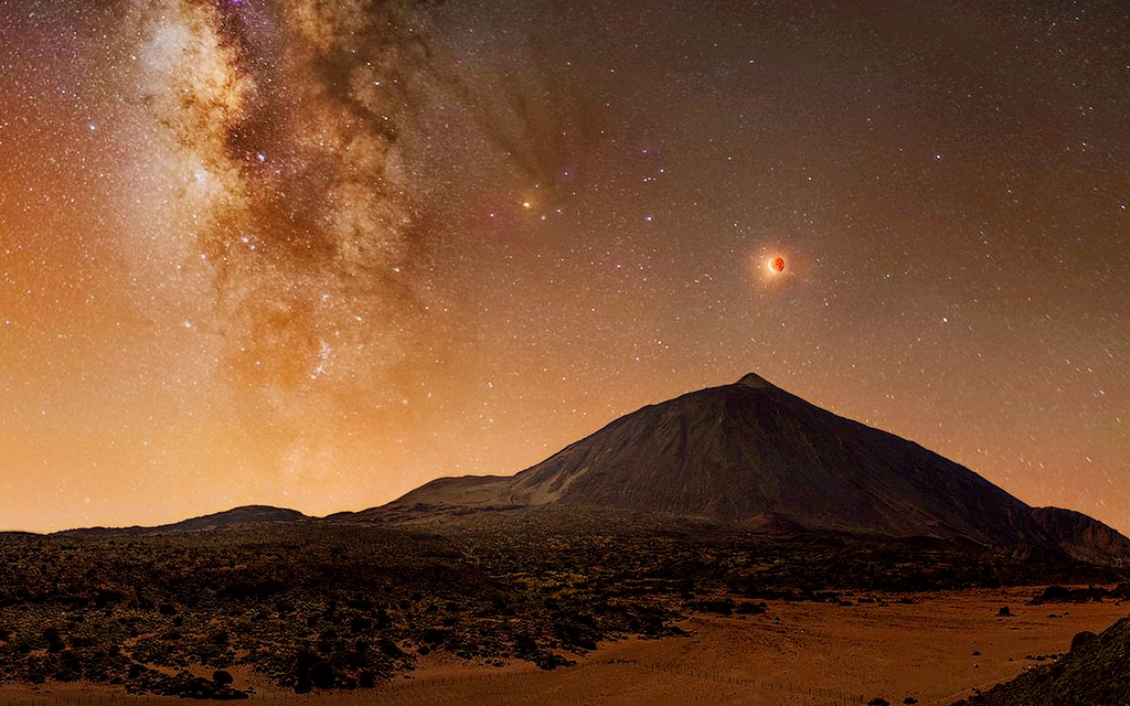 Eclipse Lunar desde Las Cañadas del Teide (Twitter/Imanol Zuaznabar)