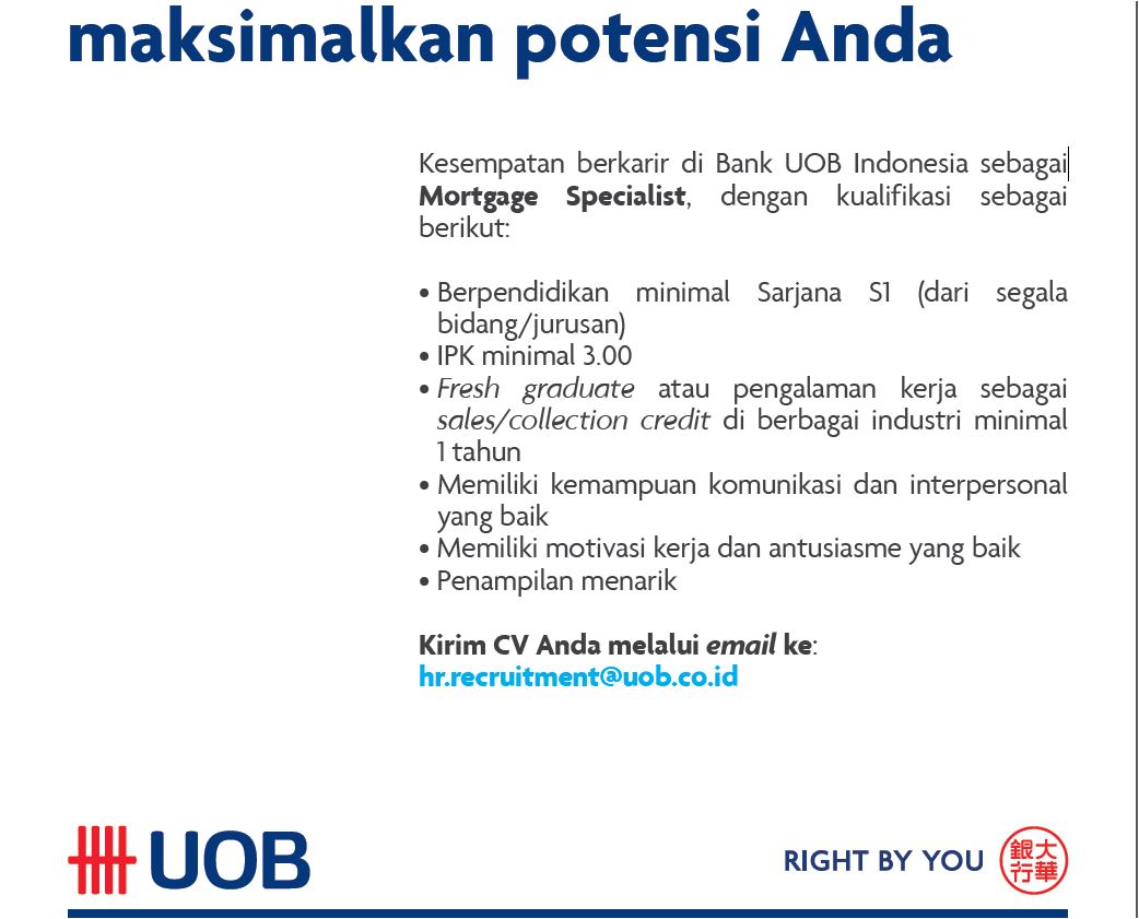Lowongan Bank Uob Indonesia - Lowongan Kerja Jakarta