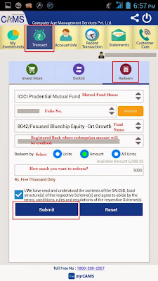 myCAMS - Redeem Mutual Funds