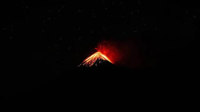 Volcano, Antigua, Guatemala, Dark, Night