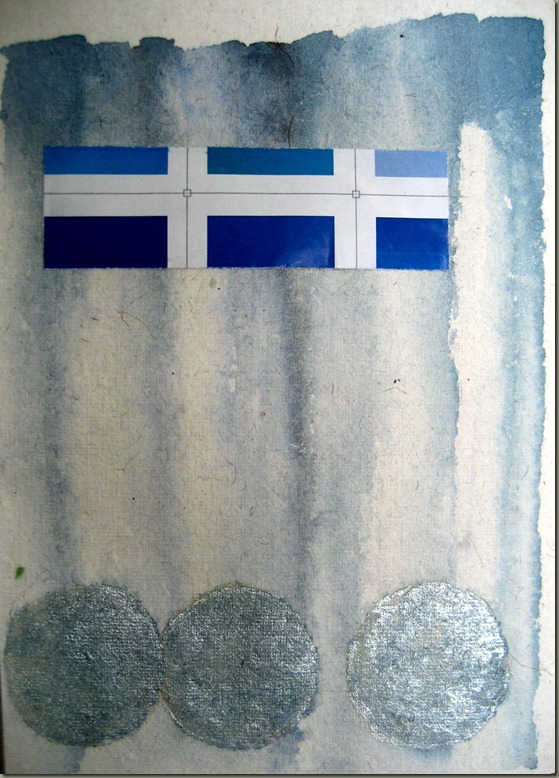 3 dots with blue collage