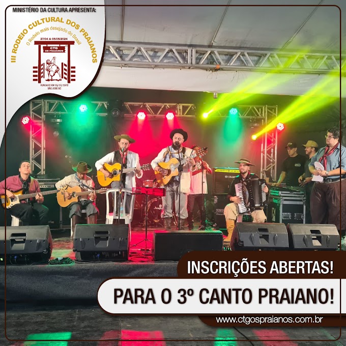 Inscrições abertas para o 3º Canto Praiano