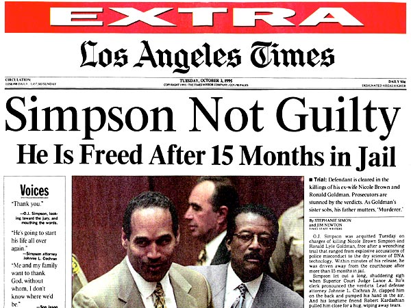 Resultado de imagem para oj simpson newspaper