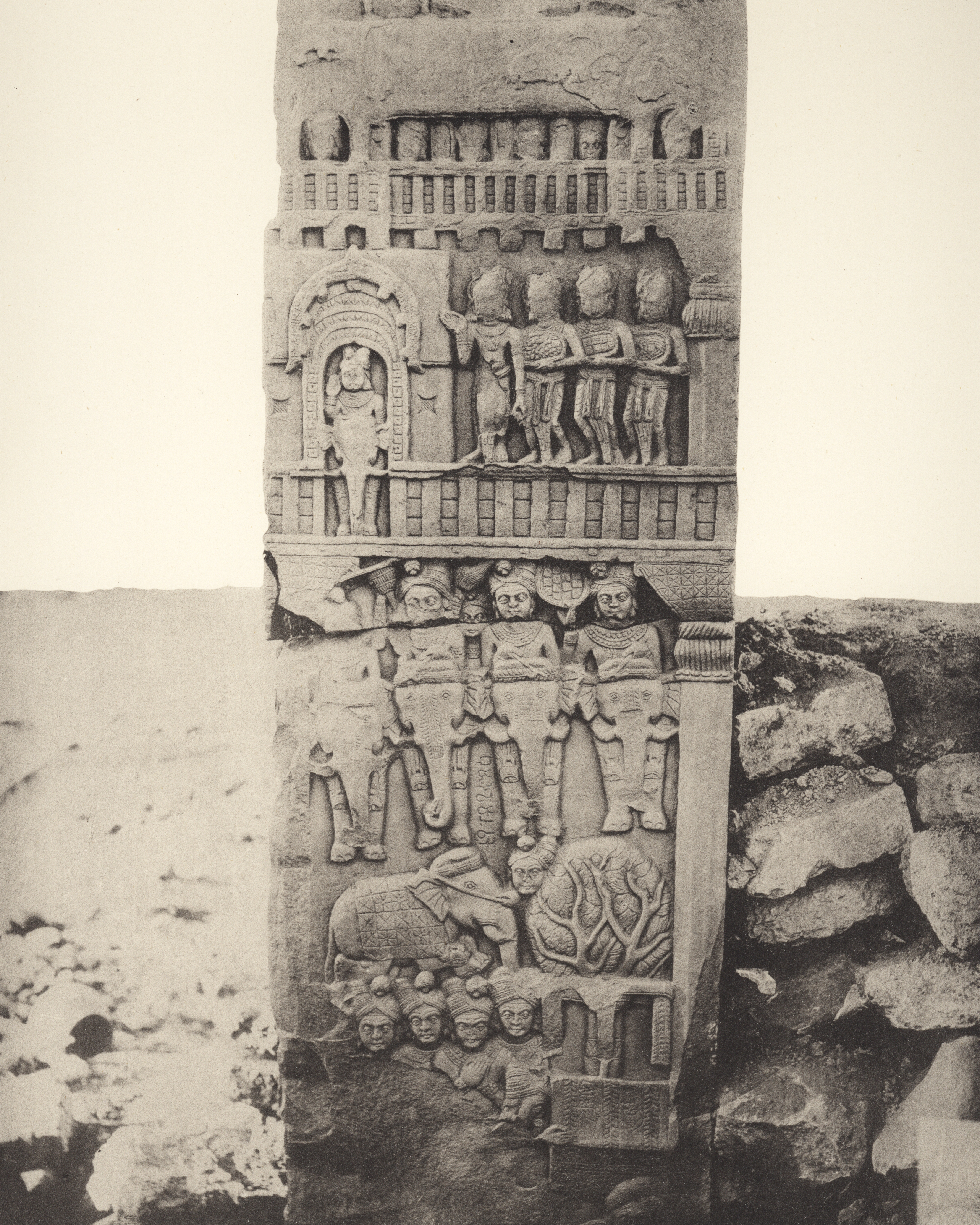 Bharhut Stupa Archaeological Excavations (Buddhist Stupa), Bharhut, Satna, Madhya Pradesh, India | Rare & Old Vintage Photos (1874)