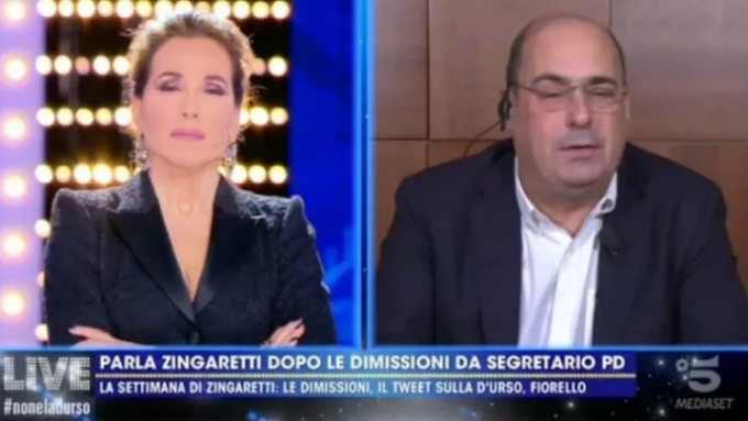 Zingaretti da Barbara d'Urso: "Dimissioni irrevocabili"