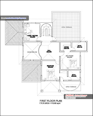 3000 sq ft. house - first floor plan in Kerala