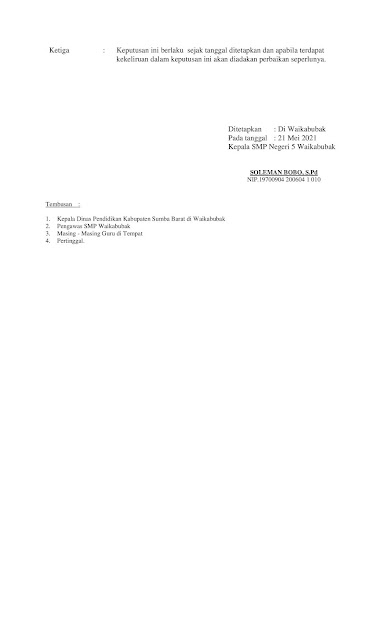 Surat Keputusan (SK) Panitia Penyelenggara Kegiatan UAS/PAS Semester Genap