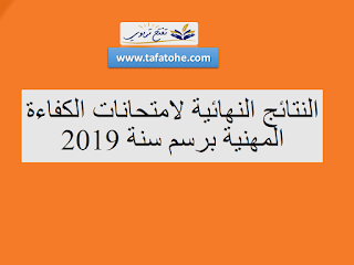 النتائج النهائية لامتحانات الكفاءة المهنية برسم سنة 2019