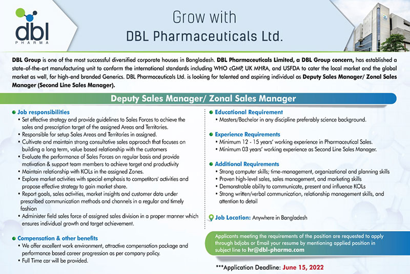 DBL Pharmaceuticals Ltd Job Circular 2022